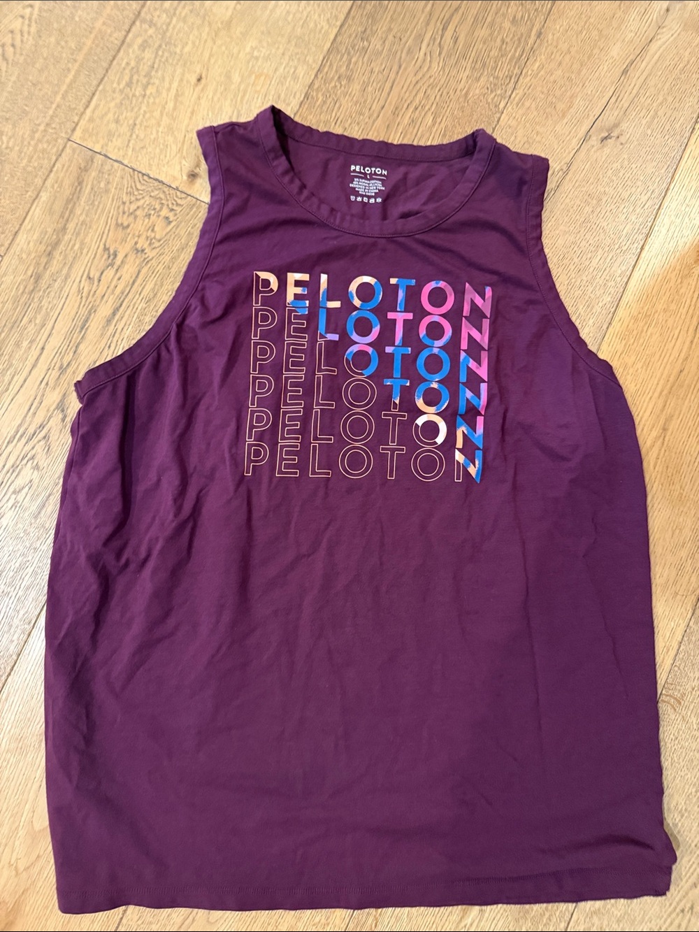 Peloton Plum Graphic Tank with Multicolor Logo